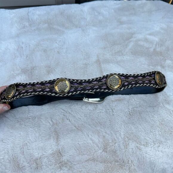 Vintage Other - Vintage Men's Western Leather Belt with Silver Buckle Size 34